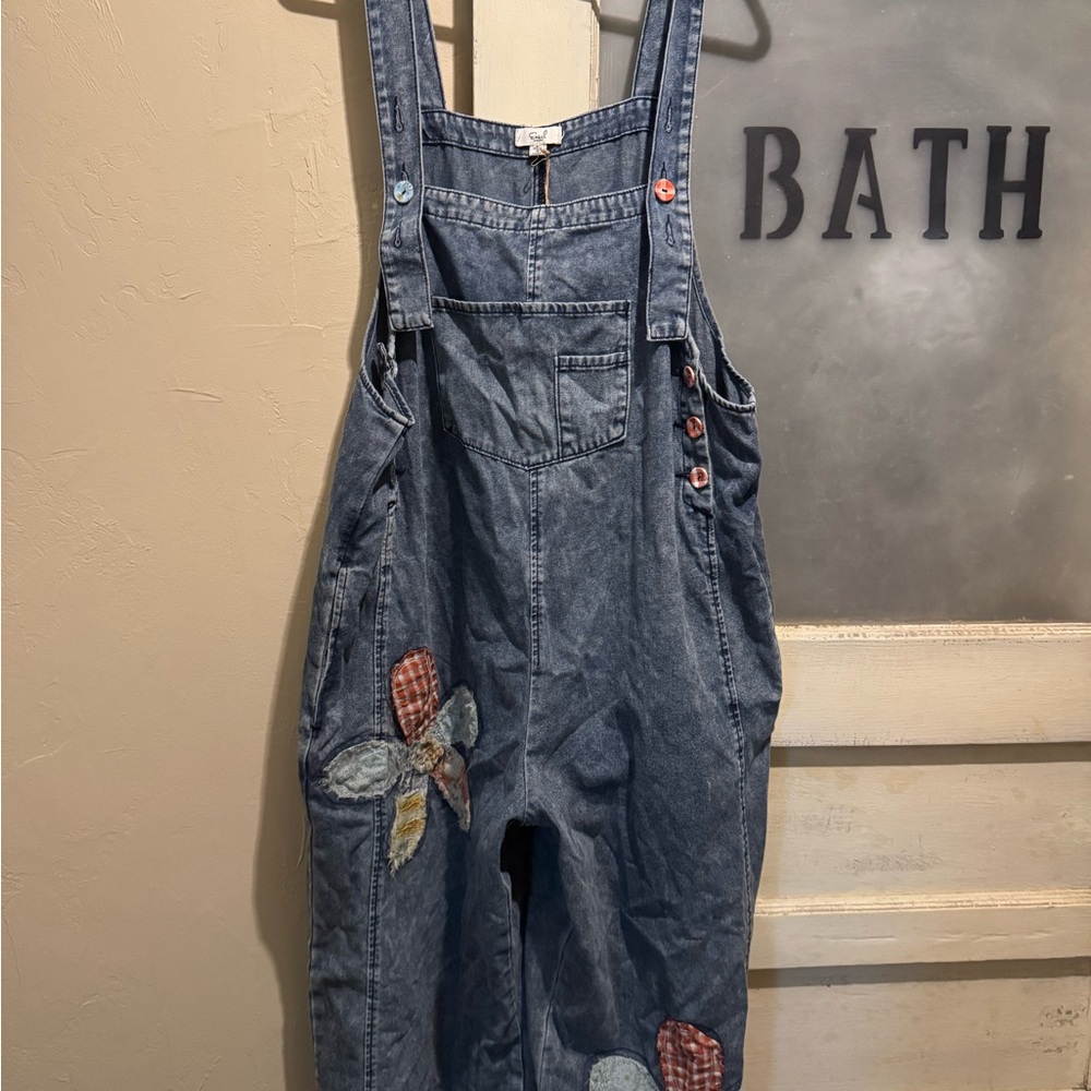 Easel Blue Denim Overalls